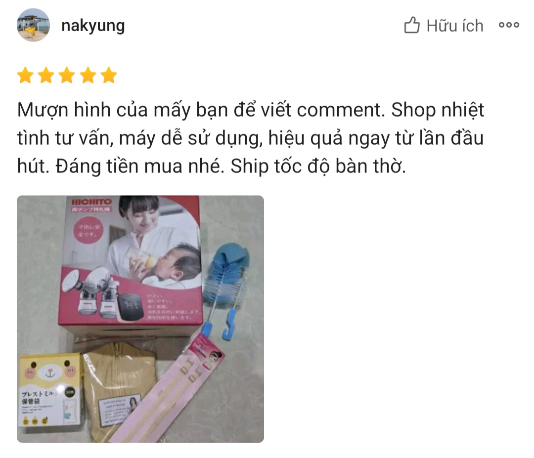 (1 ĐỔI 1) Máy Hút Sữa Điện Đôi HICHITO NHẬT BẢN (TÍCH ĐIỆN-PHỄU SILLICON)