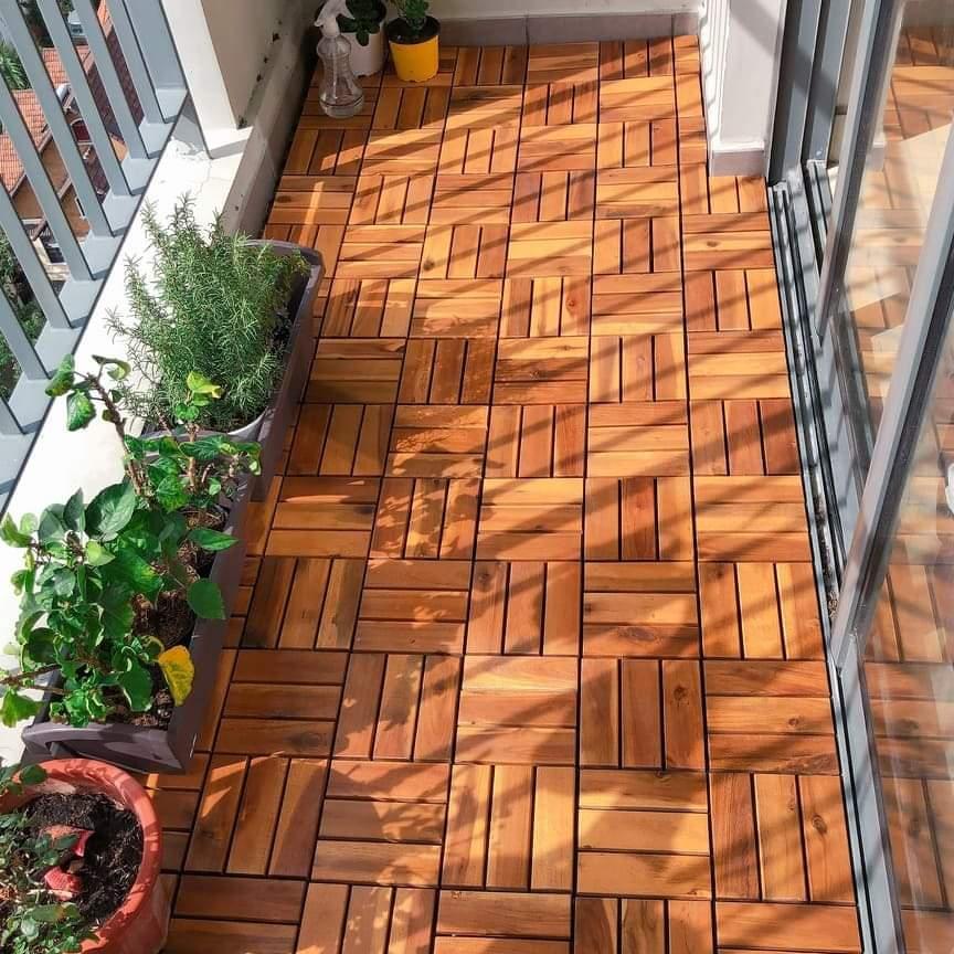[HCM]ván sàn gỗ - Mẫu 12 nan ( xử lý chống thấm + lên màu + sơn PU 3 lớp )