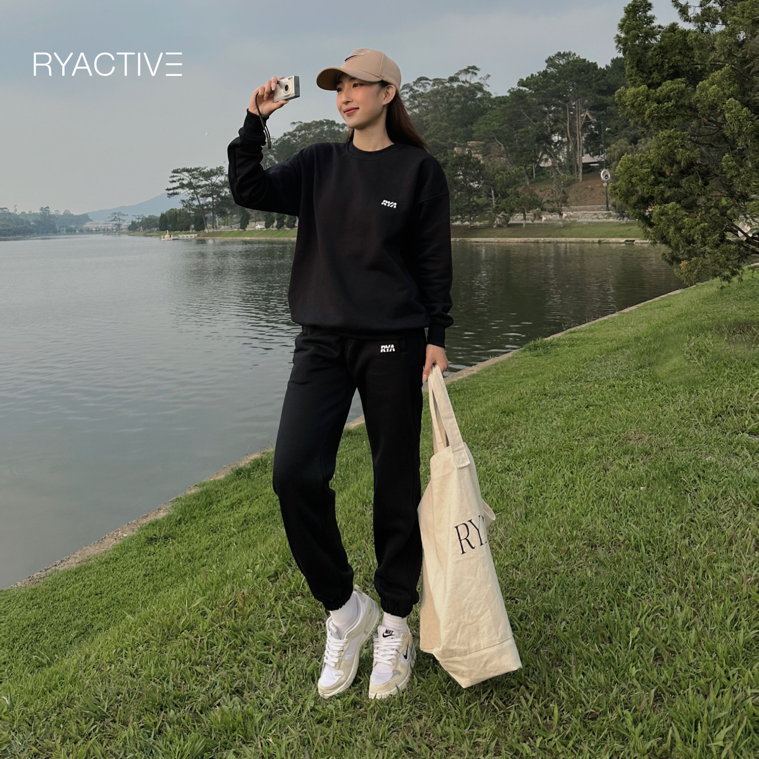 Quần jogger nữ thể thao RYACTIVE - RYA JOGGER Black
