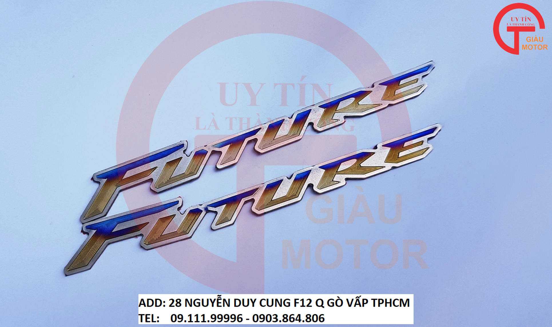 CẶP TEM TITAN CHỮ FUTURE DÁN XE HONDA  FUTURE