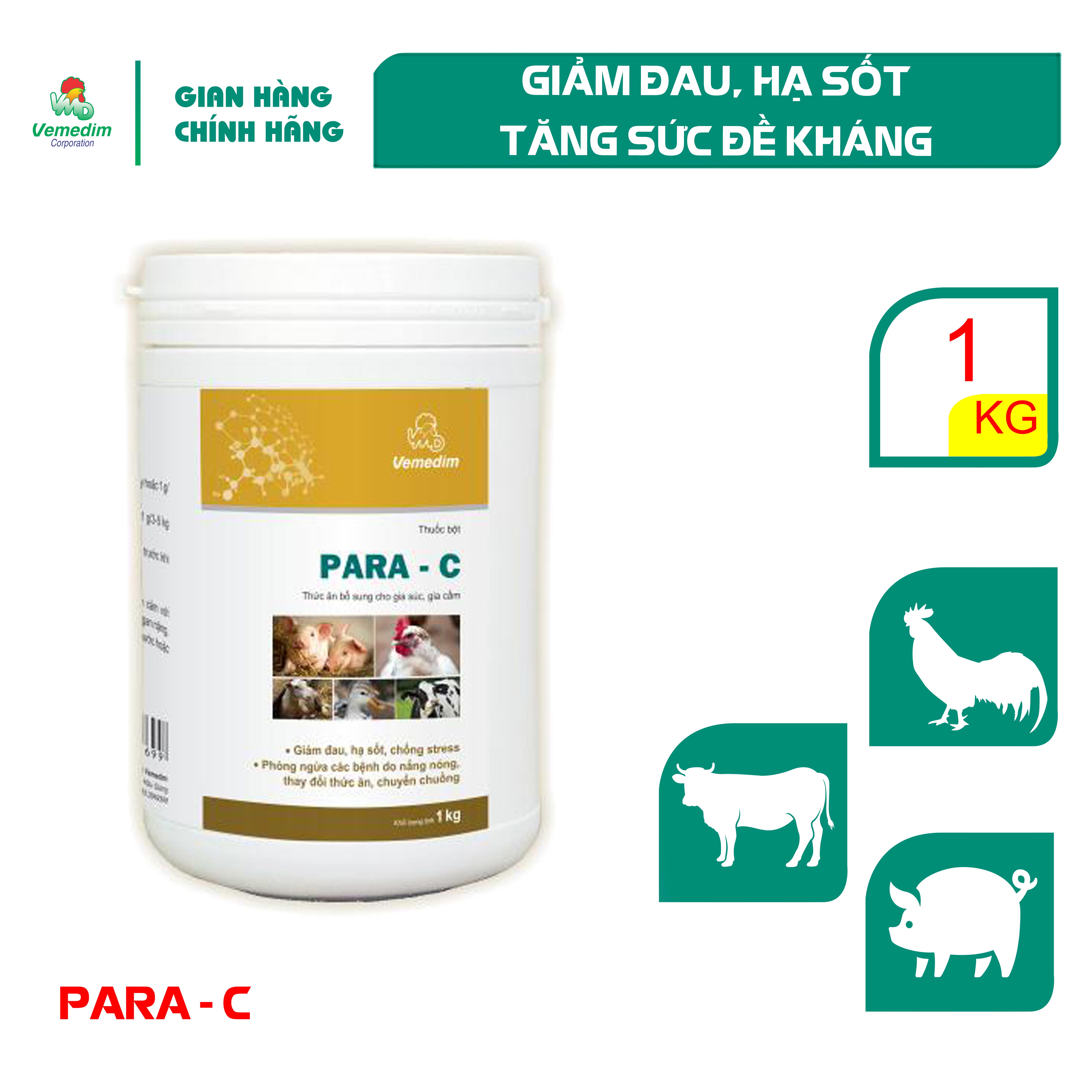 "Hoàn tiền đến 10%" Vemedim PARA C hạ sốt, tăng sức đề kháng cho gia súc, gia cầm, lon 1kg