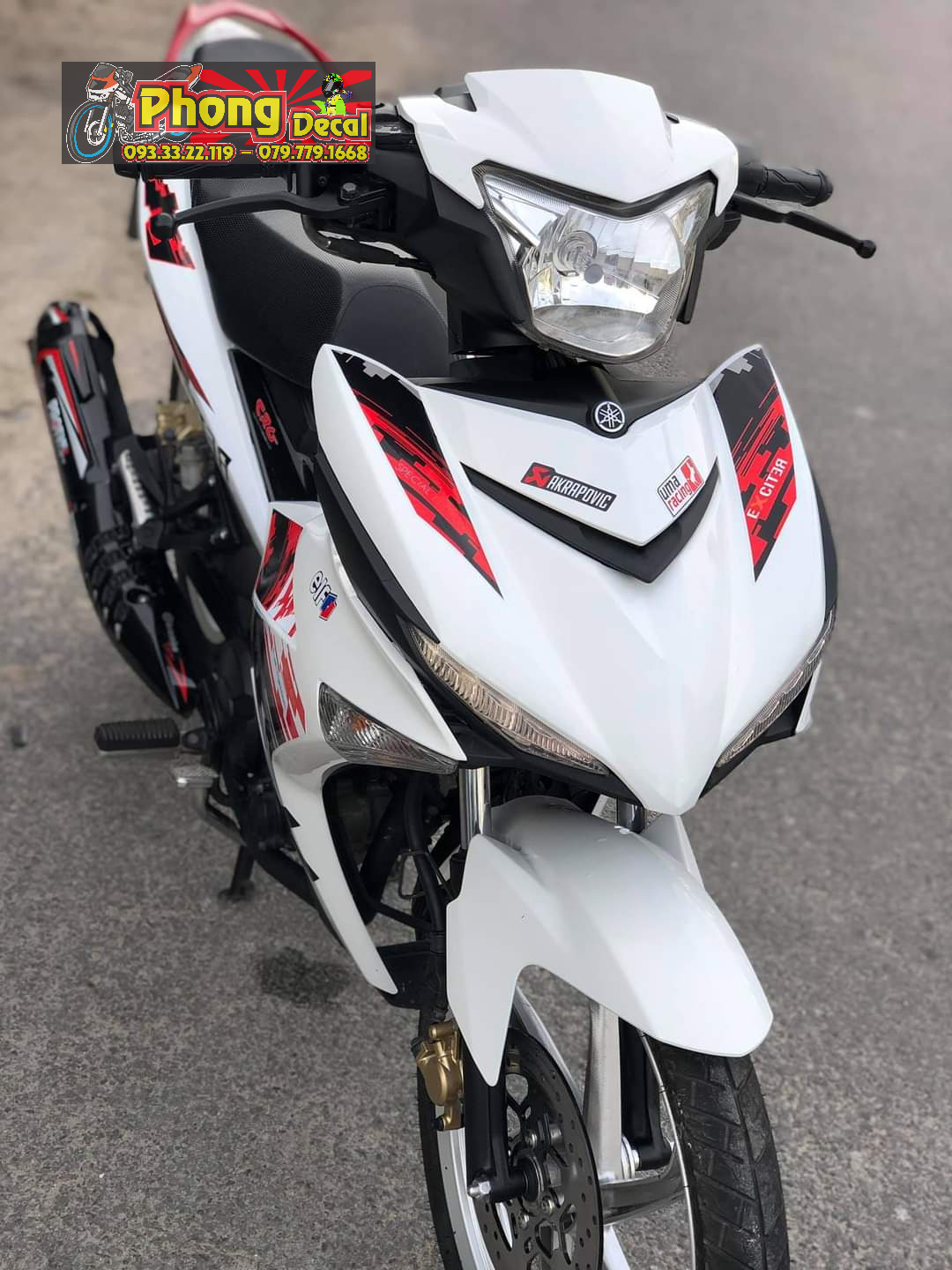 Tem Rời Ex 150 Thành Phố Dán Xe Trắng Phối Đỏ