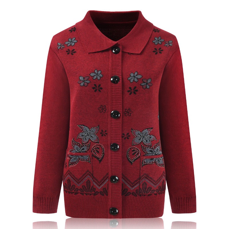 Áo len ấm cho người già- áo khoác len nữ trung niên- áo len nữ mở cúc