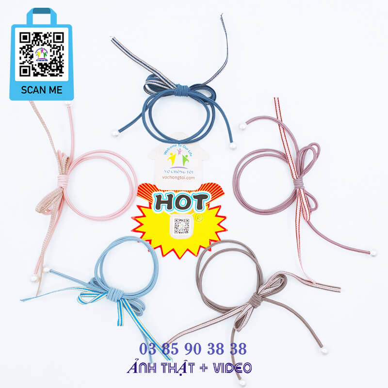 Dây buộc tóc nữ, đồ cột tóc cho bé gái, dây chun phụ kiện nữ Hàn Quốc, dây thun ruy băng nhiều màu - thương hiệu Vợ Chồng Tôi
