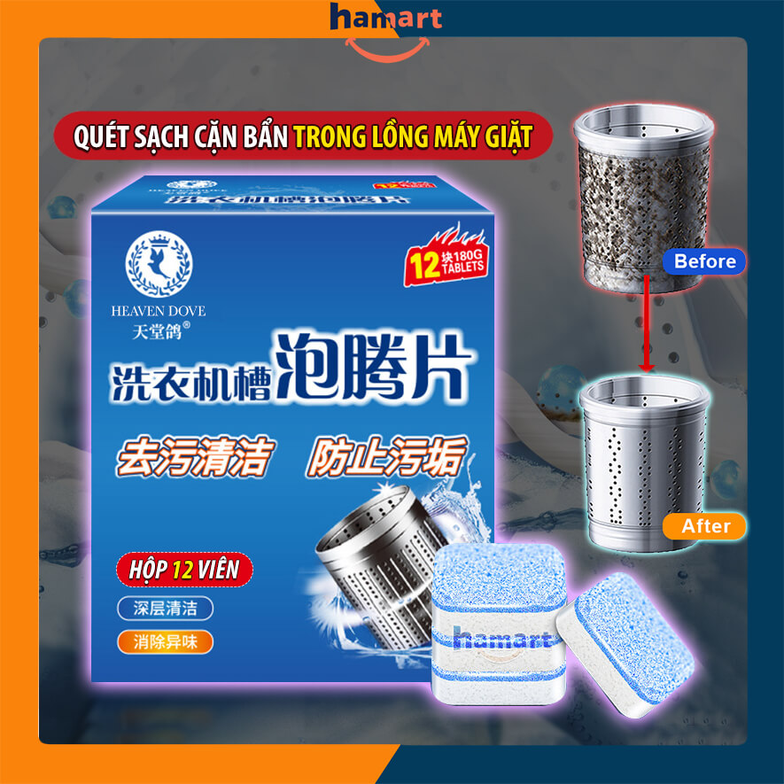 12PCS Washing Machine Cleaner Effervescent Tablets Deep Cleaning Washer Deodorant Remove Stains Detergent for Washing Machine