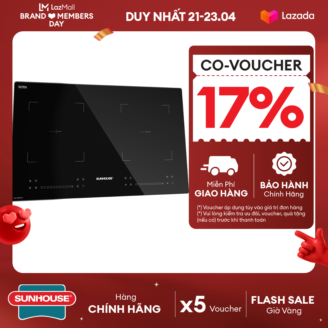 [CÔNG NGHỆ INVERTER ĐỘC QUYỀN] Bếp đôi điện từ cao cấp SUNHOUSE SHB82032-EC Công suất mạnh - Tiết kiệm điện - An toàn sức khỏe - Bảo hành 36 tháng Chính Hãng