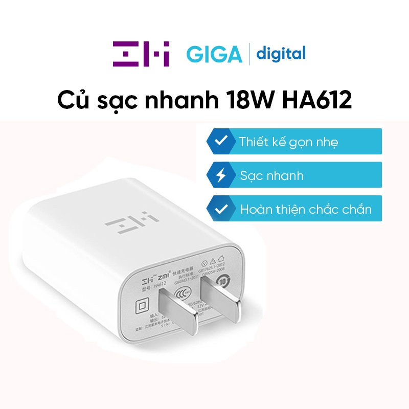 [HCM] Củ sạc nhanh 18W Zmi xiaomi HA612 cho Iphone