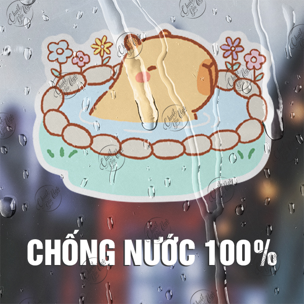 Combo 100 sticker CHUỘT LANG NƯỚC hình dán capybara dễ thương decal chống thấm nước meme dán sổ