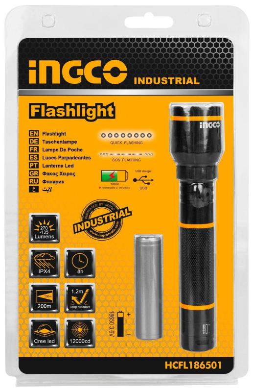 Đèn pin sạc cầm tay INGCO HCFL186501