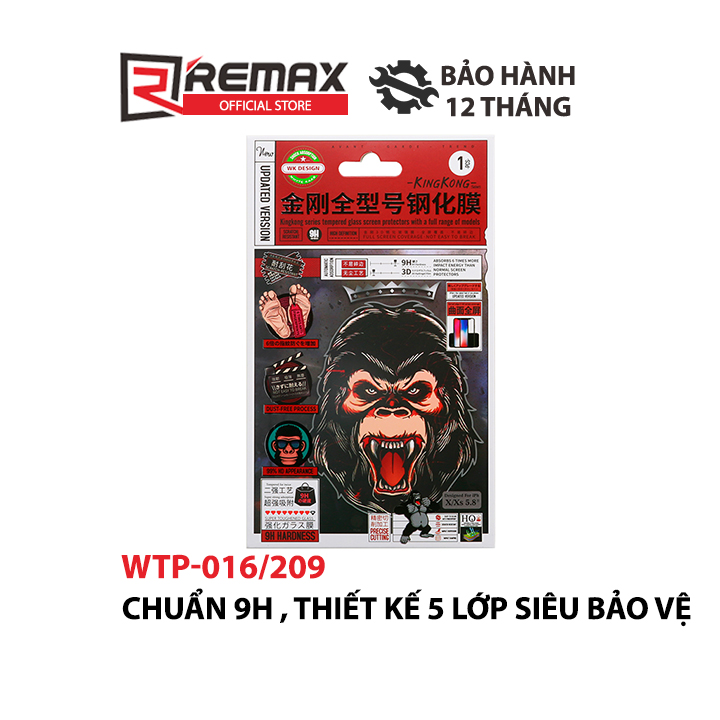 Miếng dán cường lực Remax WK Kingkong WTP-016 / WTP-209 chuẩn 9H