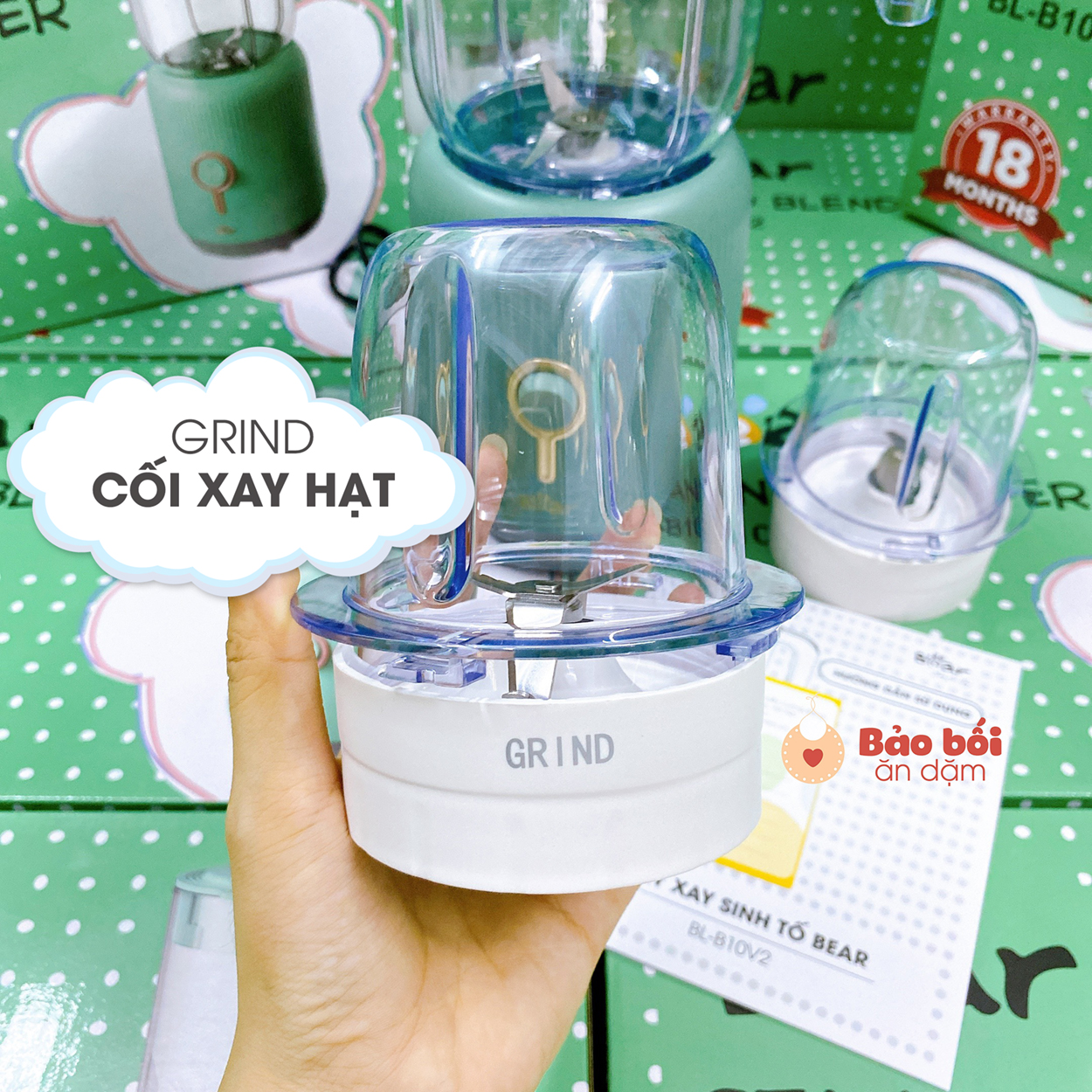 MÁY XAY SINH TỐ 3 CỐI BEAR CHÍNH HÃNG