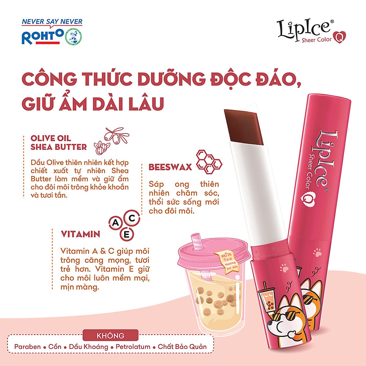 Son dưỡng lipice sheer color hương trà sữa màu hồng cam đất 2.4g