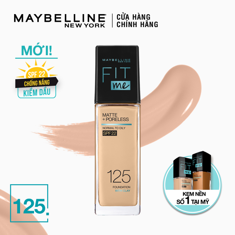 Kem Nền Mịn Nhẹ Kiềm Dầu Chống Nắng Fit Me Maybelline New York Matte Poreless Foundation SPF 22 30ml