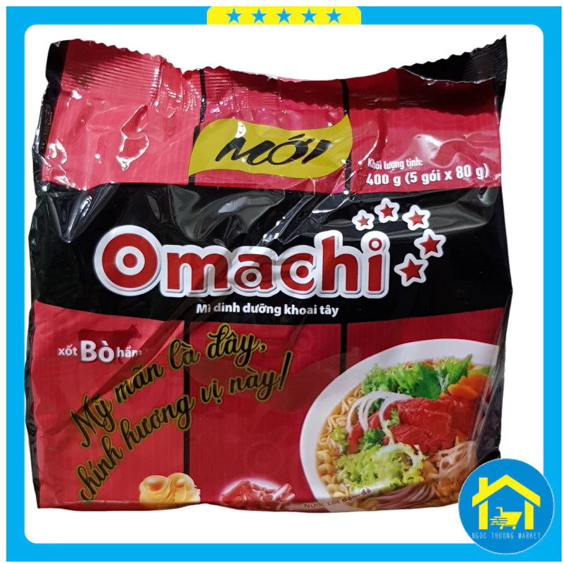Combo 5 gói - Mì Omachi (sườn hầm ngũ quả, bò hầm)