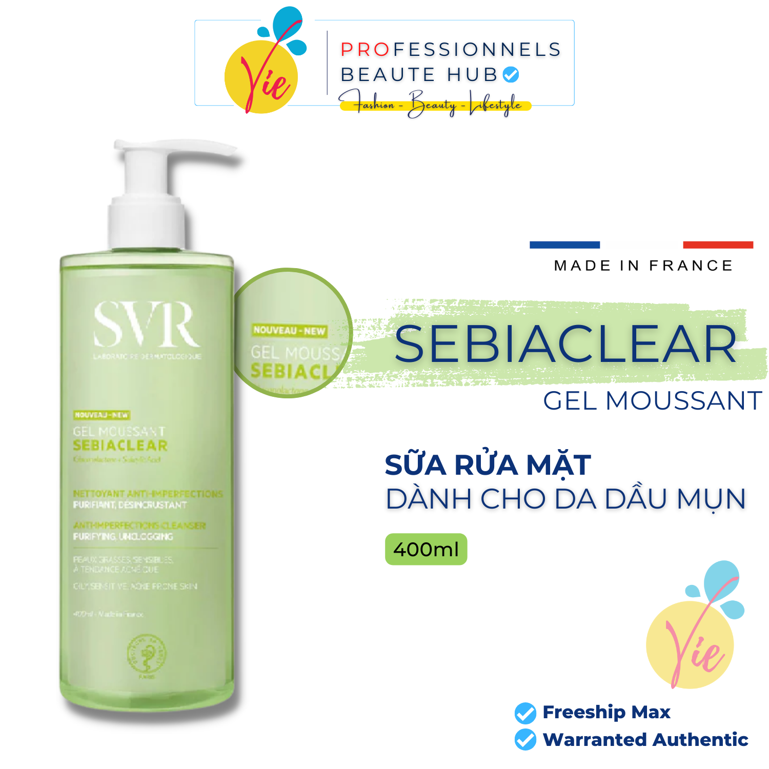 Gel Rửa Mặt SVR Không Chứa Xà Phòng Cho Da Dầu Sebiaclear Gel Moussant