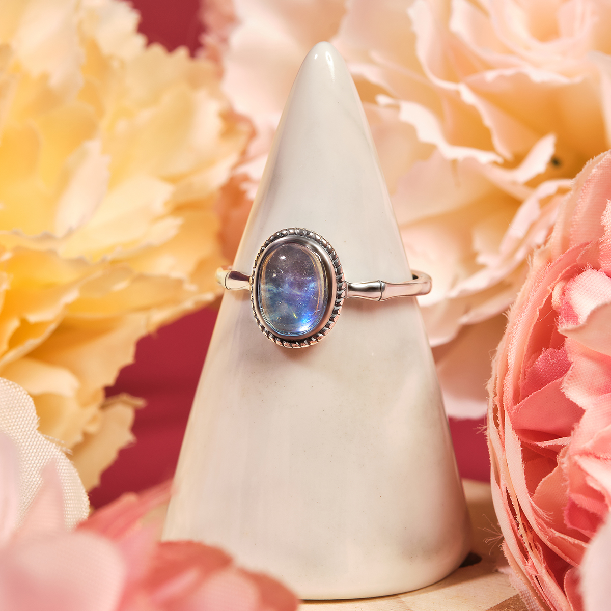 Nhẫn Nữ Bạc 925 Đá Aquamarine Thiên Nhiên
