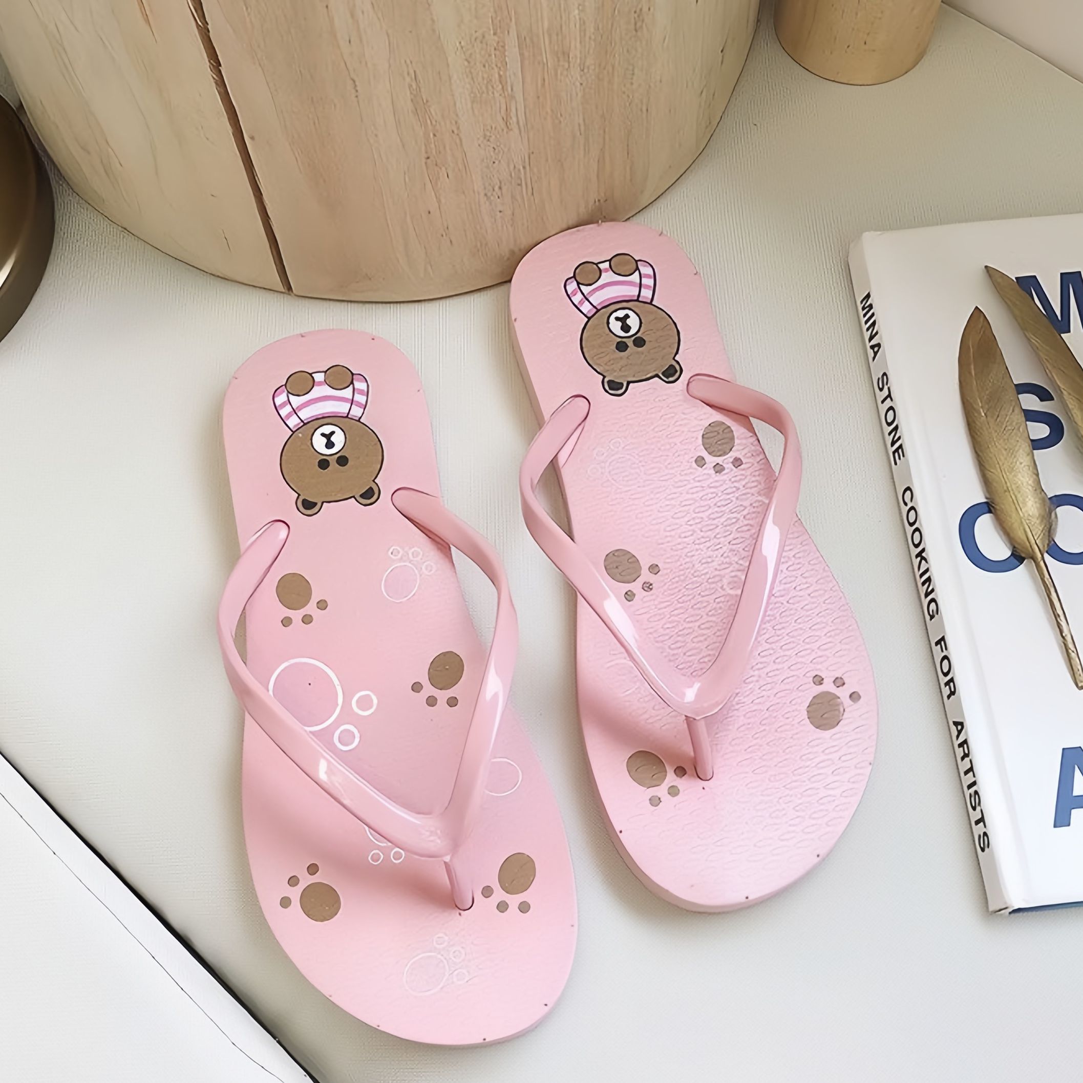 Dép kẹp xốp Thái xỏ ngón hình gấu êm chân siêu nhẹ đi biển mùa hè DL105 - iDép Store