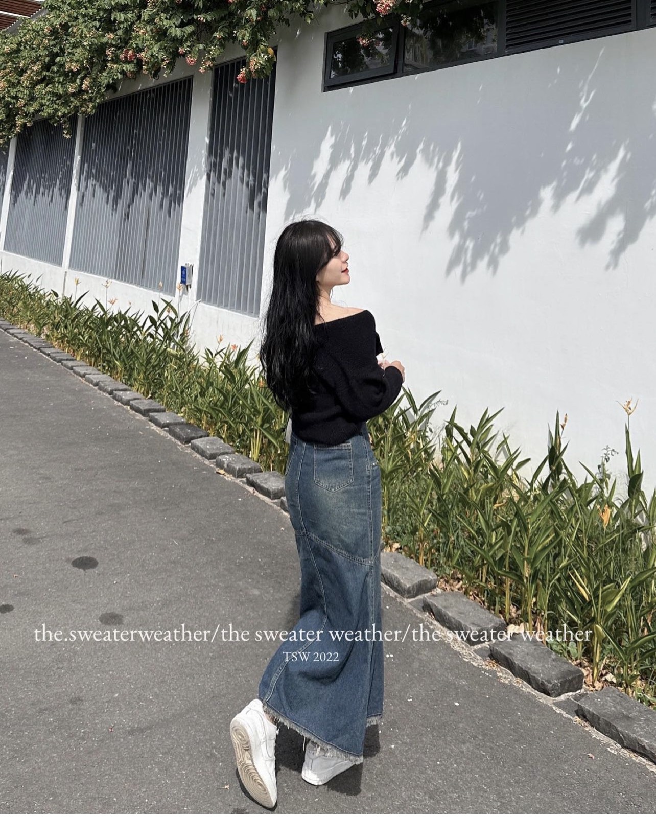 Chân váy jeans maxi đuôi cá dáng dài cv6857