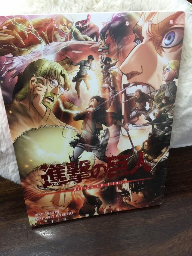 Album ảnh Photobook Attack on Titan bìa cứng tập ảnh A4 tặng kèm poster in hình anime chibi