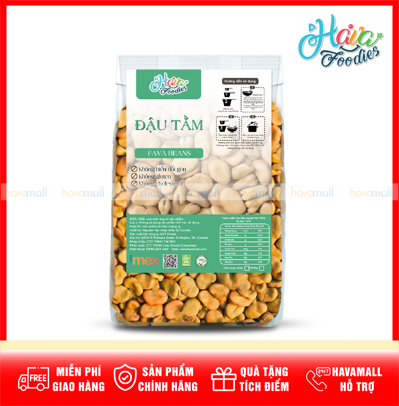 [HÀNG CÔNG TY NHẬP KHẨU] Đậu Tằm Nguyên Vỏ Canada 400gr