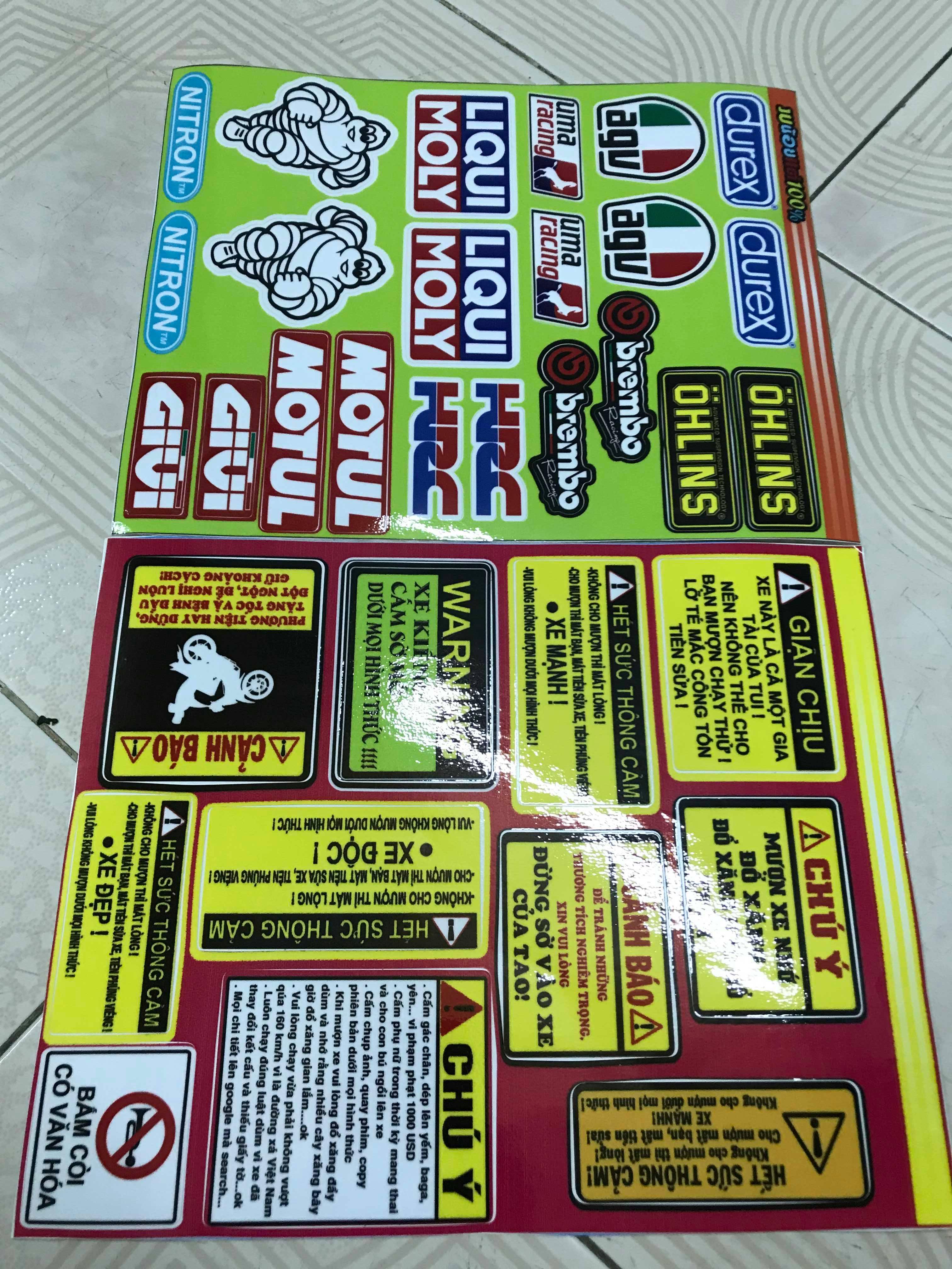 [HCM]Tem sét combo logo michelin nitron và cảnh báo giận chịu