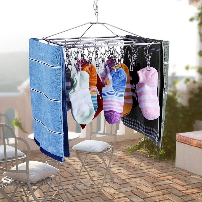 Sock Drying Racks Laundry Drip Hanger Rectangle with 30Pcs Pegs Indoor