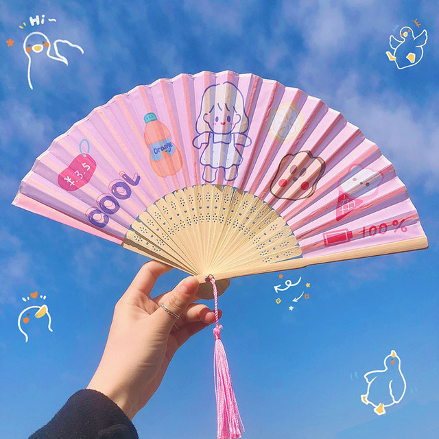 Quạt cầm tay dễ thương chất liệu gỗ lụa SUNNYSTORE