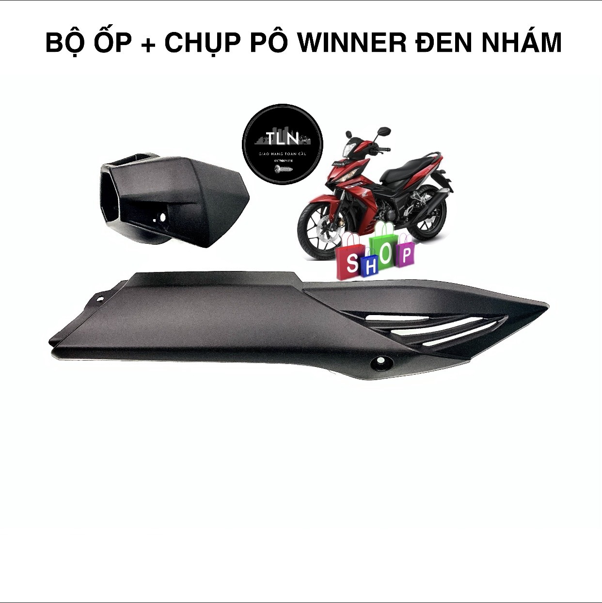 [HCM]BỘ ỐP PÔ + CHỤP PÔ ĐEN NHÁM CHO HONDA WINNER (ko tem)