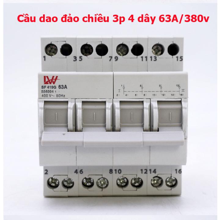 Át đảo chiều 3 pha 4 cực 63A LWR cầu dao đảo chiều - aptomat đảo chiều