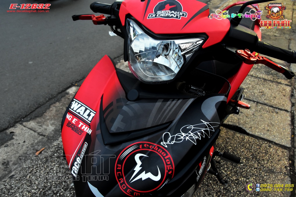 Tem Trùm Xe Exciter 150 Leovin Đỏ Đen