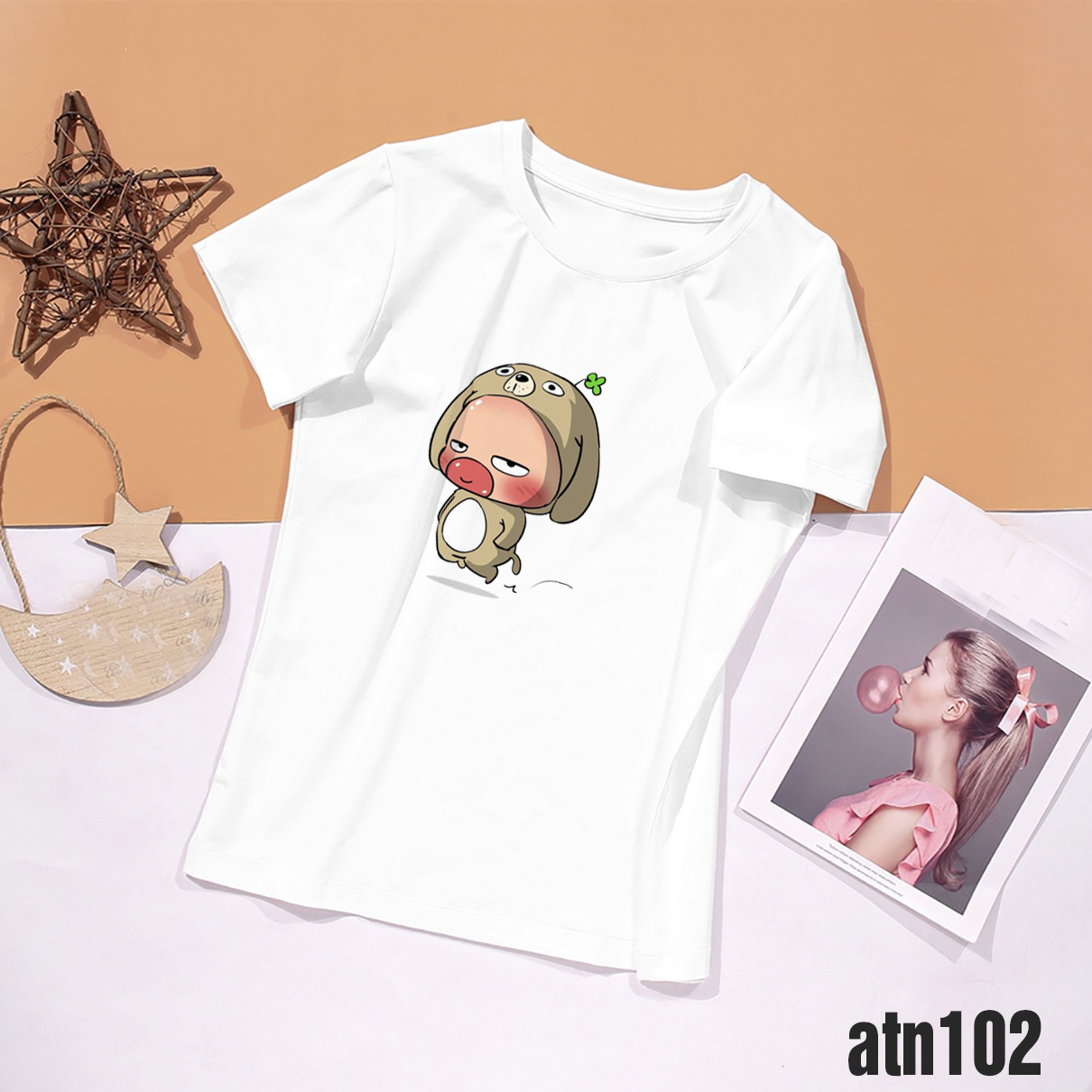 áo thun nữ in hình chibi dễ thương