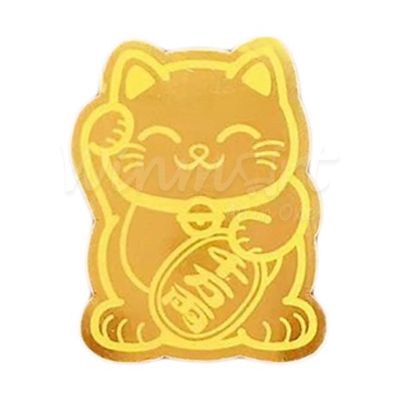 Mèo vàng thần tài, chiêu tài chiêu lộc, miếng dán decal mạ vàng dán lưng điện thoại, ví tiền,...
