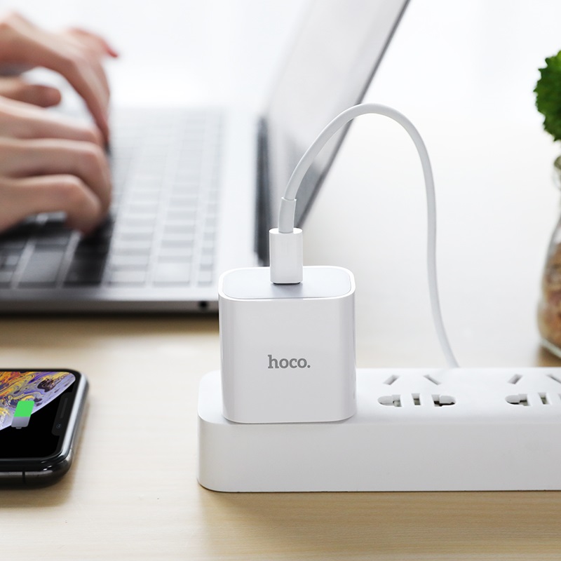 Bộ cốc sạc nhanh và cáp sạc hoco c76 plus cổng typec to lightning pd 20w - phụ kiện 1986