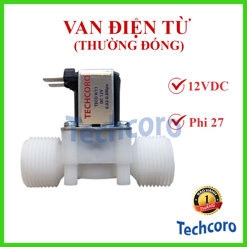 Van điện từ 12V phi 27, van nước điện tử chất lượng cao