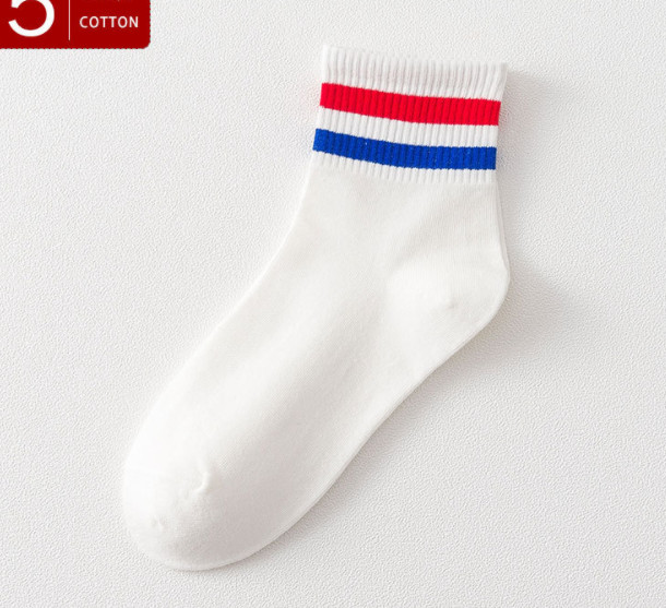 Vớ tất cotton cổ lửng kẻ sọc nhiều màu basic