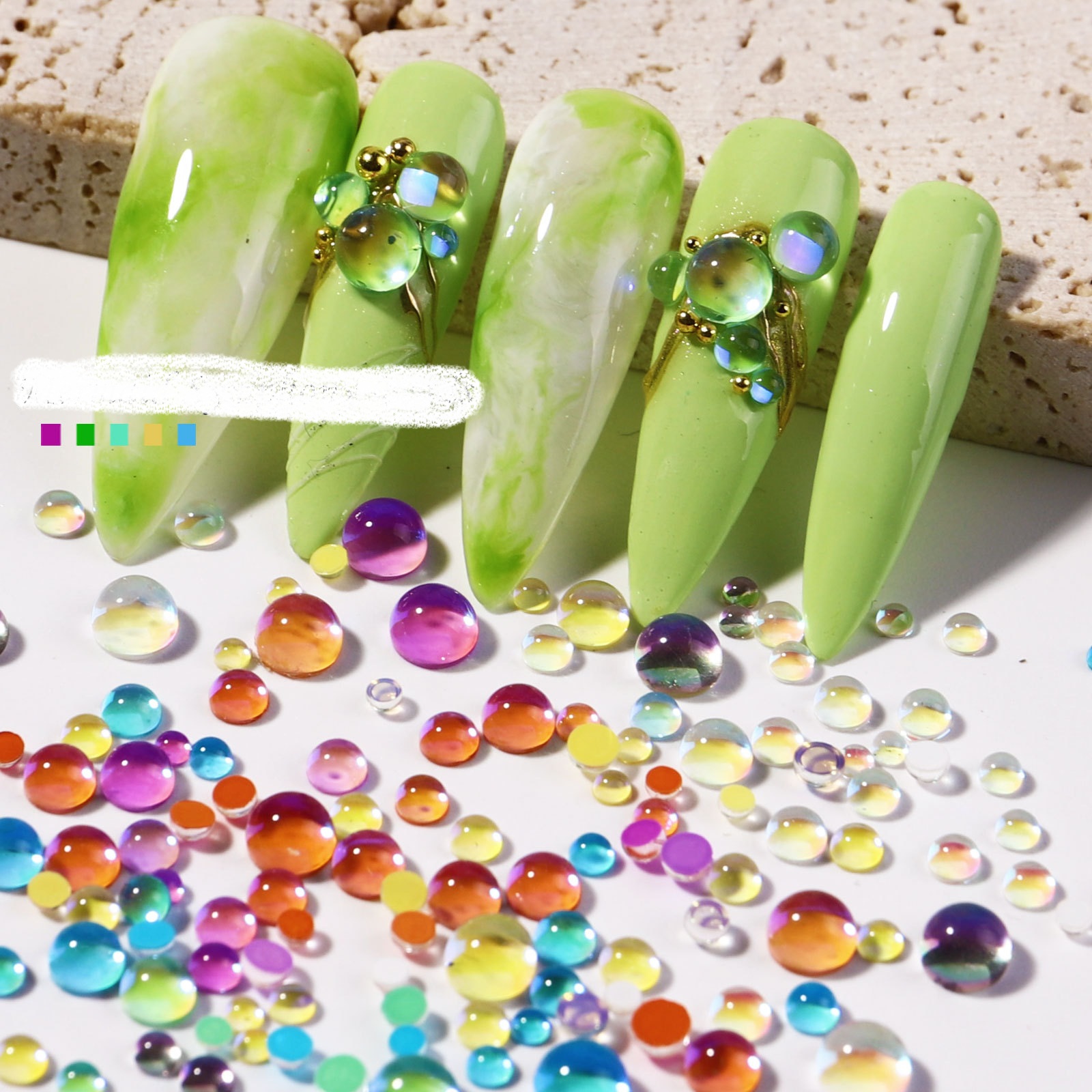 Đá giọt sương đính móng, đá giọt nước trang trí nail mix size
