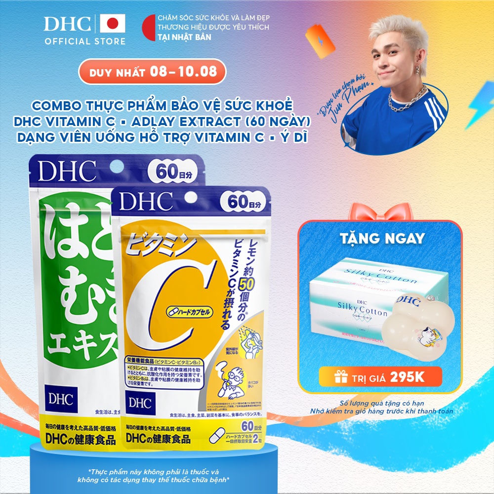Combo Thực phẩm bảo vệ sức khoẻ DHC VITAMIN C + ADLAY EXTRACT (60 ngày) - Dạng viên uống hỗ trợ Vitamin C + Ý dĩ
