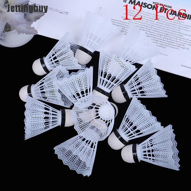Jettingbuy 12 Pcs White Plastic Badminton Ball Shuttlecocks Sport Training Sport