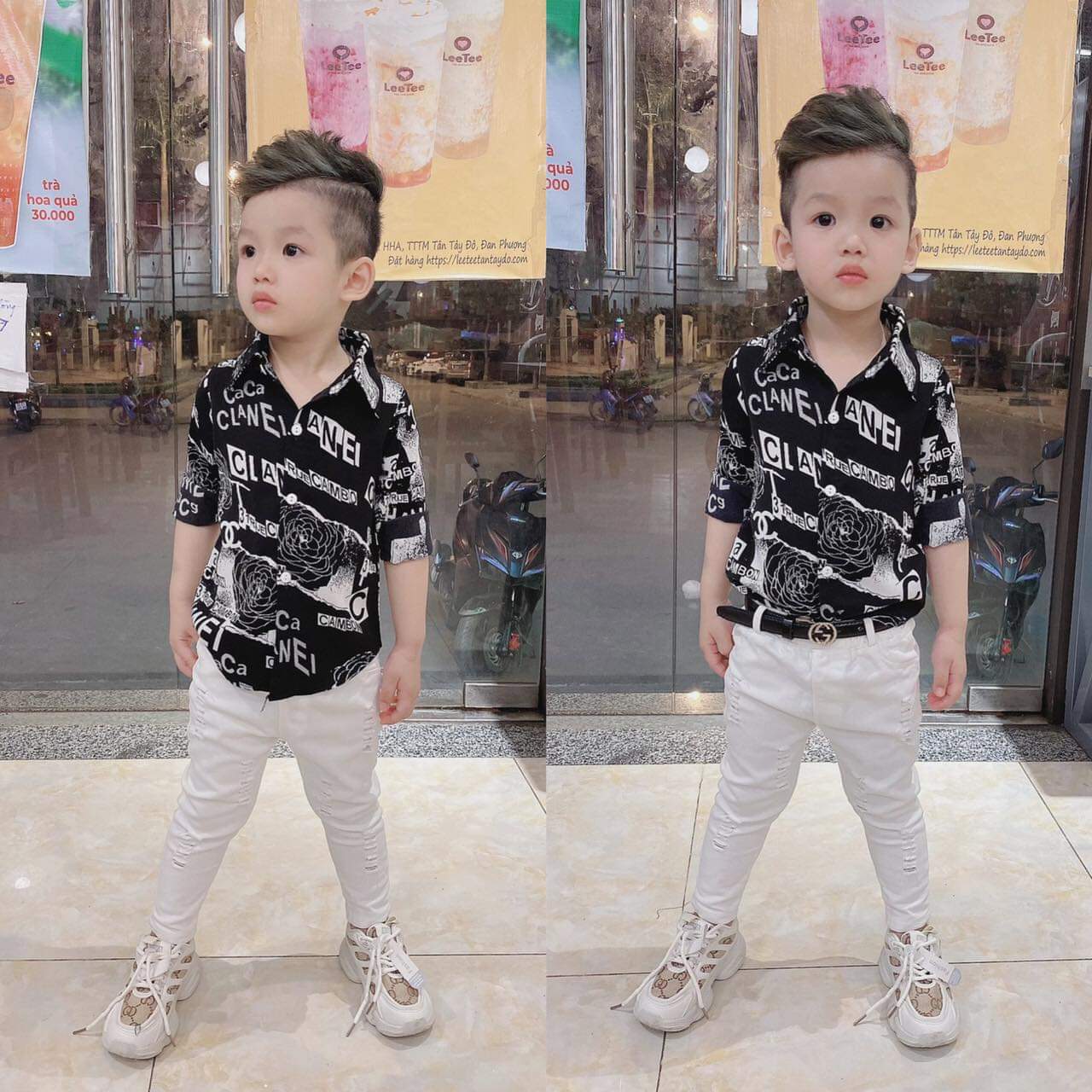 Quần kaki dài rách cá tính cho bé