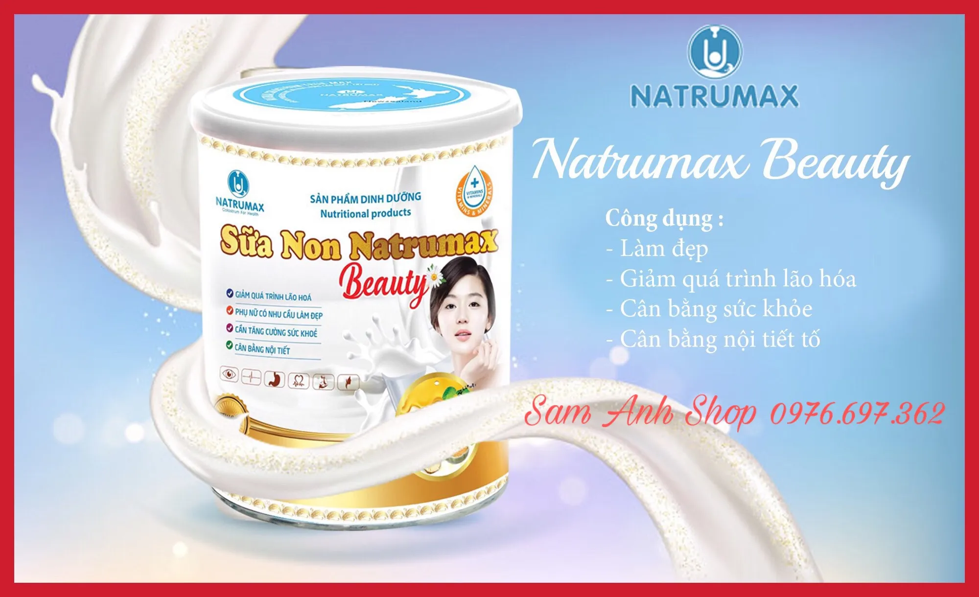 Sữa Non Natrumax Beauty giúp phụ nữ làm đẹp, mờ nám, sáng da, chống lão hóa, cân bằng nội tiết tố nữ, tăng cường sức khỏe, kiểm soát cân nặng