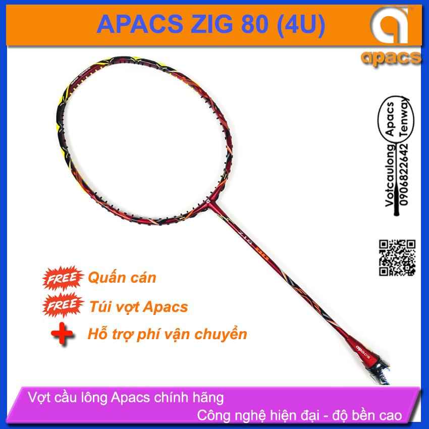 [HCM]Vợt cầu lông Apacs Zig 80 - 4U | Thân đũa linh hoạt, mặt vợt to, trang bị thêm bộ gen trợ lực