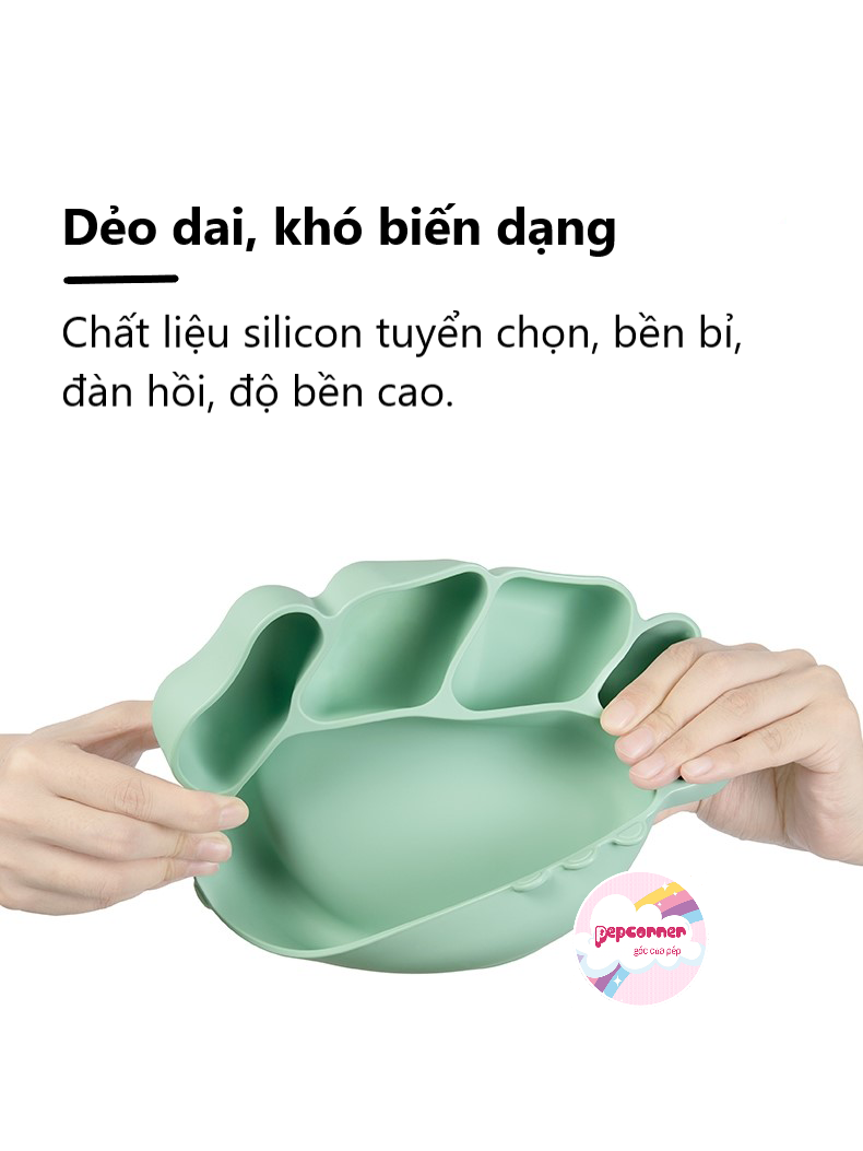 Khay ăn dặm silicon cao cấp có đế hít dính