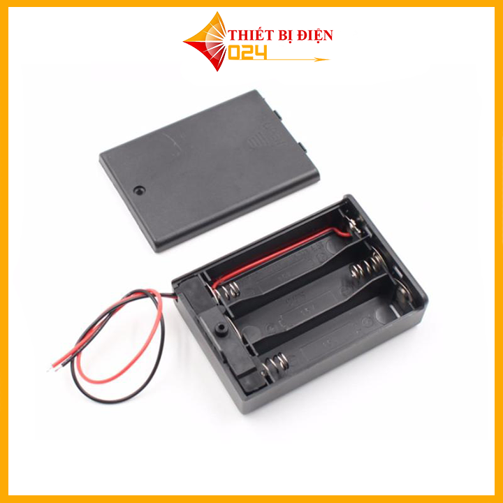 Đế Pin AA Có Nắp, Kèm Công Tắc ( Đấu Nối Tiếp )