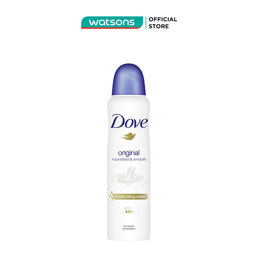 Xịt khử mùi dove original hương dịu nhẹ dưỡng da sáng mịn 150ml