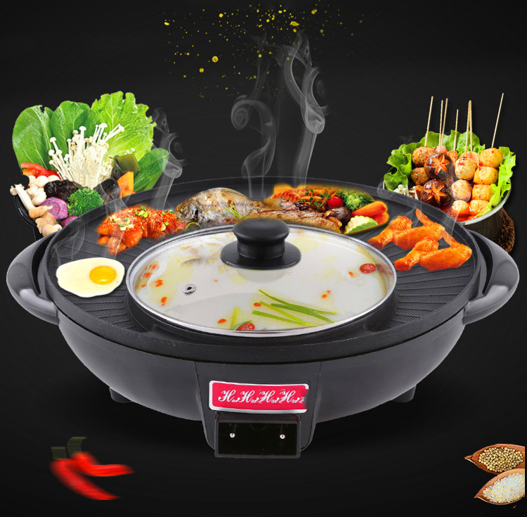 Bếp Lẩu Nướng Đa Năng Hình Tròn 36cm Ounika, Chảo Đa Năng, thiết kế đặc biệt được tráng lớp chống dính siêu bền Chảo Lẩu Nướng 2 Trong 1 Nồi Lẩu Nướng Điện Tròn 36CM, Vừa Là Bếp Lẩu Bếp Nướng,Tiện Dụng-An Toàn-Hợp Lý