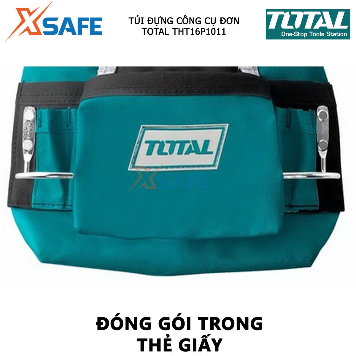 Túi đựng đồ nghề TOTAL THT16P1011, giỏ đựng công cụ kích thước túi L32xW28cm, chất liệu vải 600D polyester chứa các thiết bị