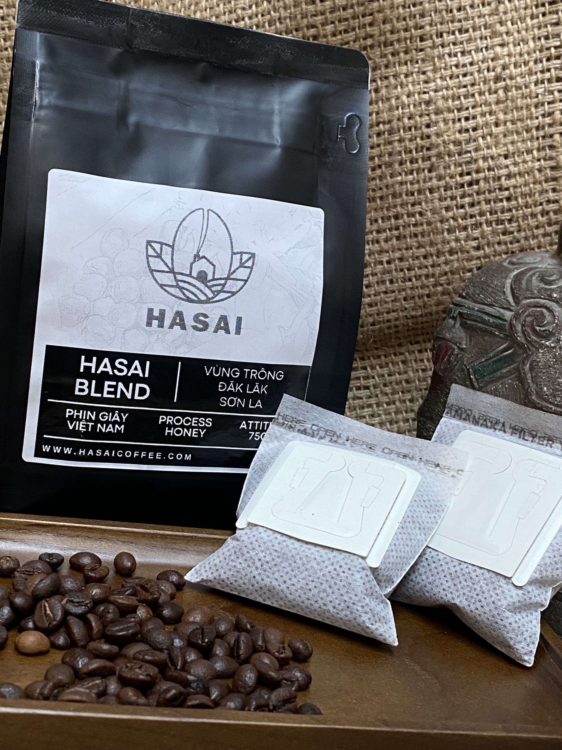 CÀ PHÊ PHIN GIẤY TINH TẾ - HASAI COFFEE BLEND (Rang mộc nguyên chất 100% đóng gói trong phin giấy lọc Nhật Bản 20 gram)