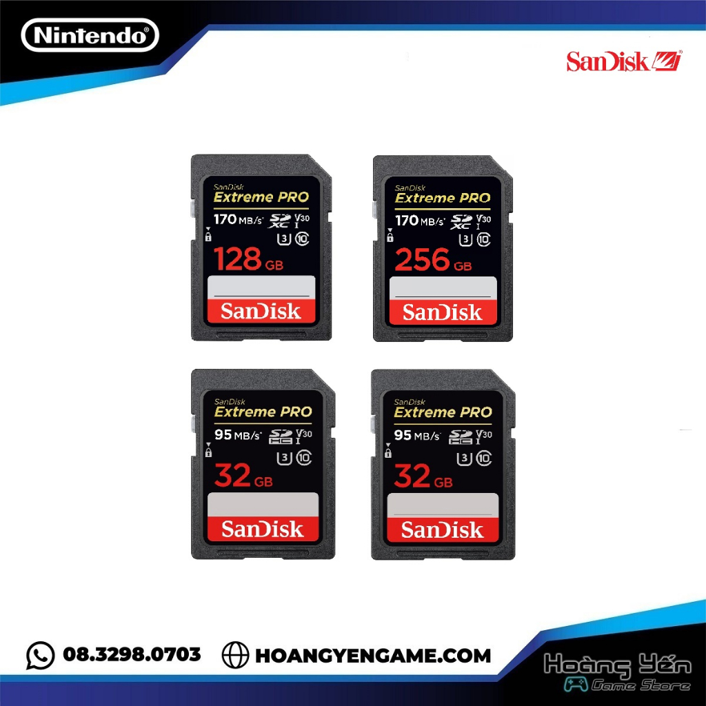 Thẻ nhớ sdxc sandisk 32gb 64gb 128gb extreme pro 4k cho máy ảnh, máy quay phim