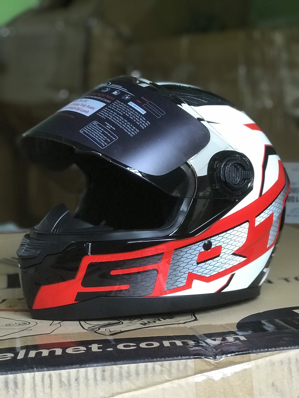 [HCM]Nón bảo hiểm fullface Asia MT-136 tem SRT  ĐEN ĐỎ