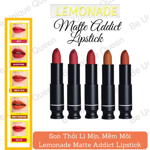 [Chính Hãng] Son Thỏi Lì Mịn, Mềm Môi Lemonade Matte Addict Lipstick